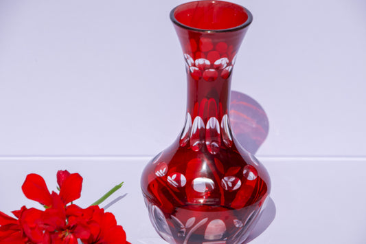 Bohemian Flashed Ruby Glass Vase