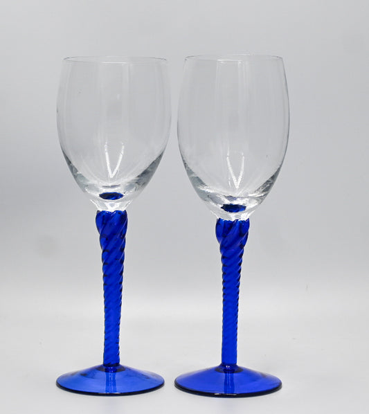 Cobalt Twisted Stem Wine Glasses