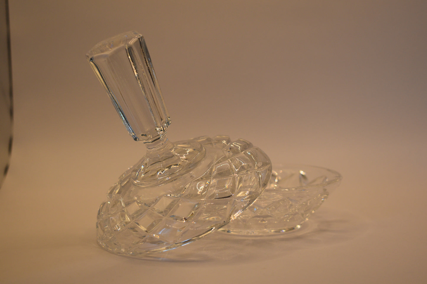 Vintage Crystal Jewellery/trinket Box with Beautiful Lid - Crystal Glass Jewelry Box - Antique Crystal Powder Box