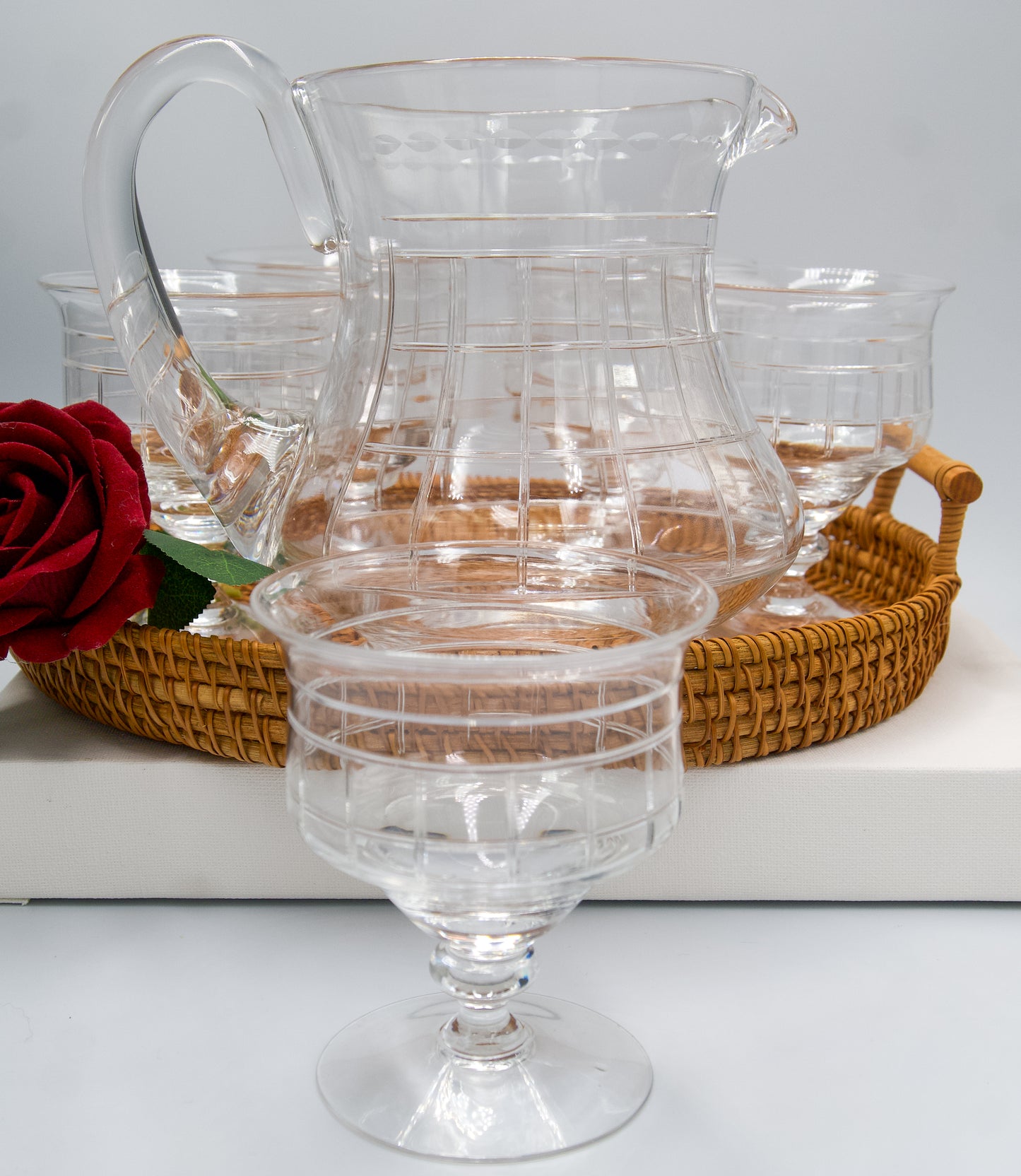 Vintage Stuart Crystal Jug and Glasses