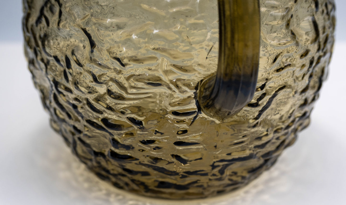 Vintage Anchor HockingLido Milano Smoke Brown Ball Pitcher and Glasses