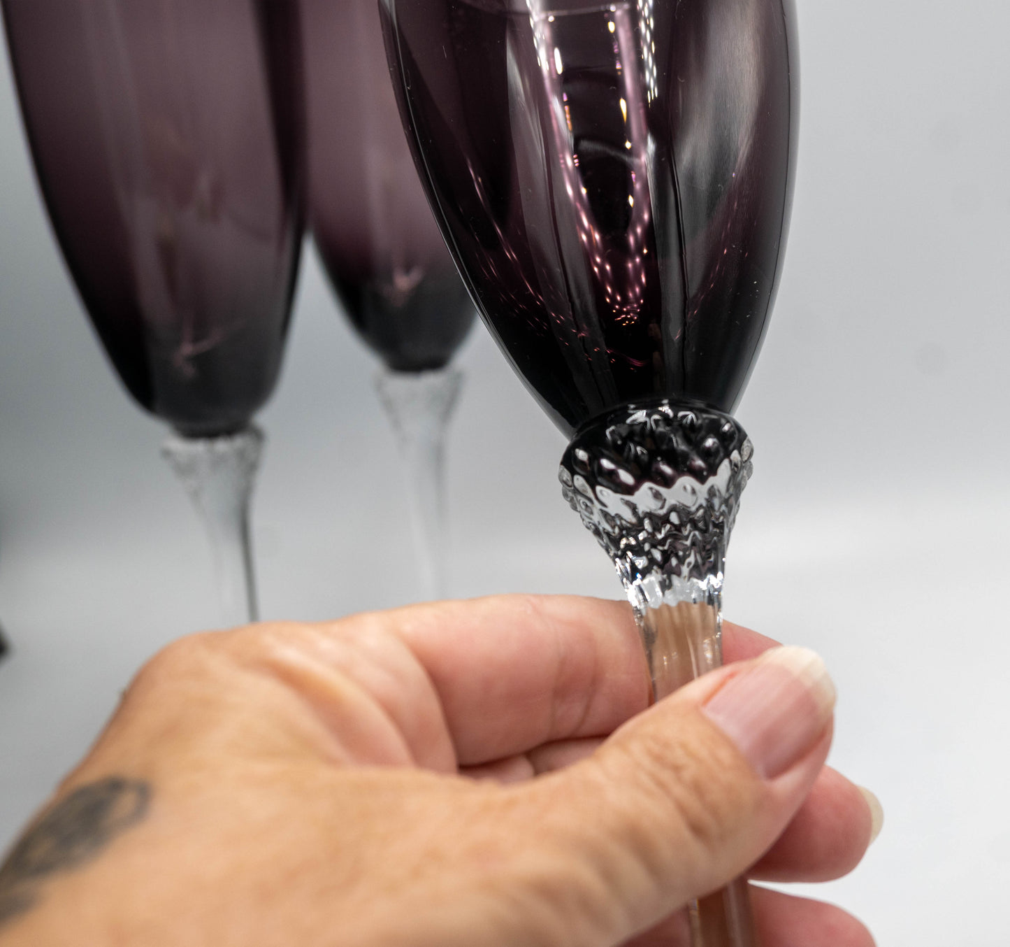Beautiful Tall Purple Wine Glasses