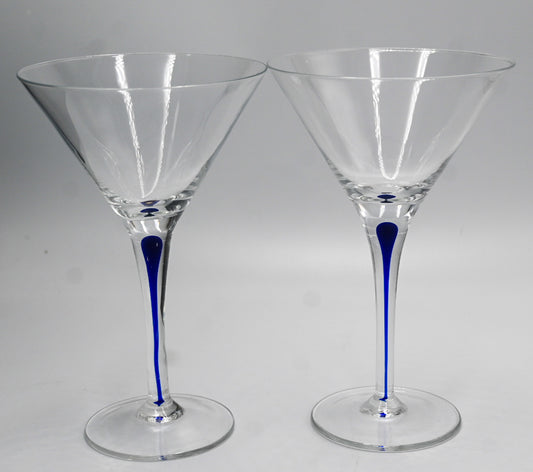 Blue Stemmed Martini Glasses
