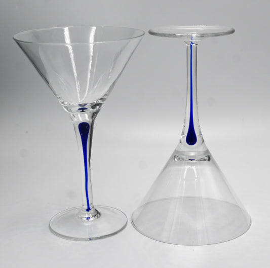 Blue Stemmed Martini Glasses