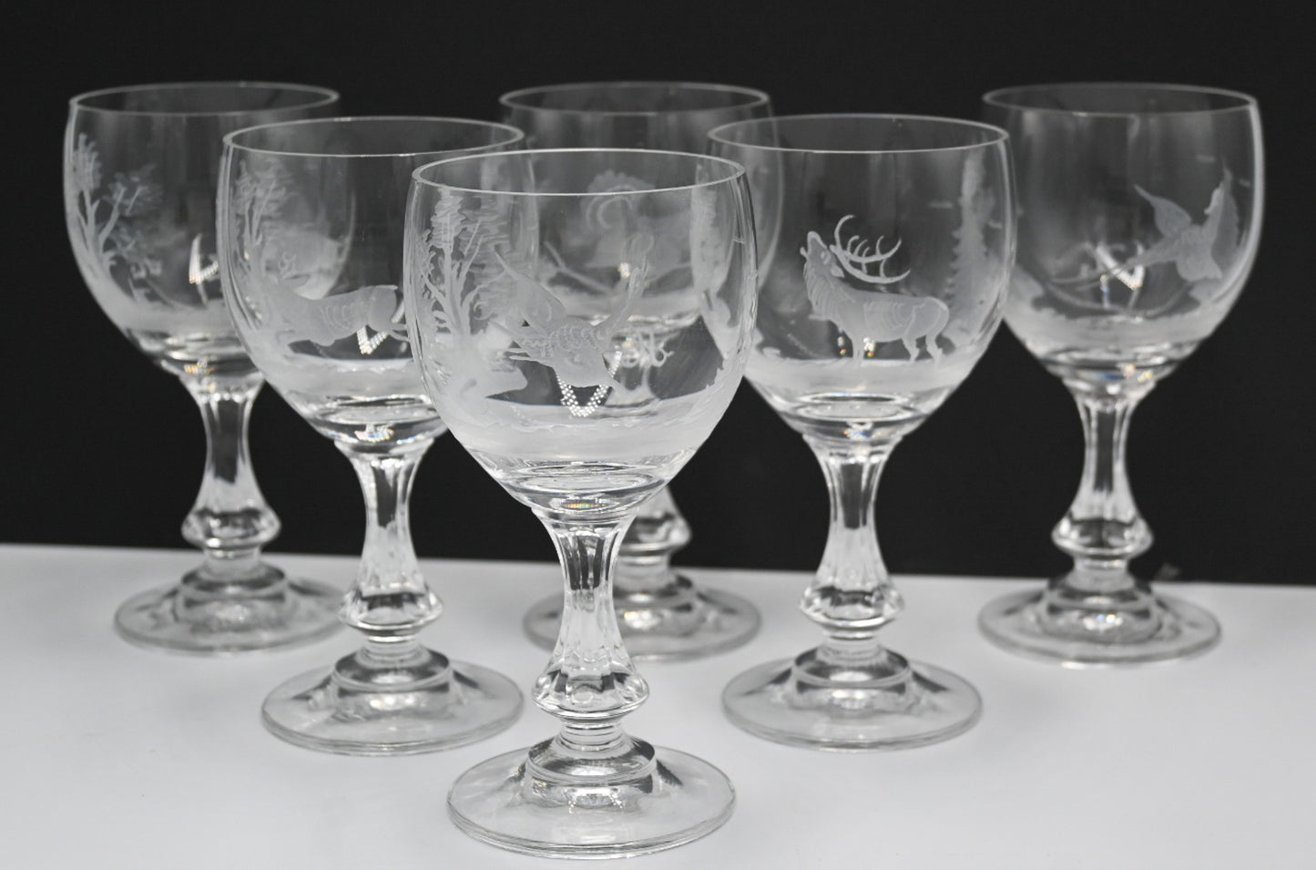 Unique Etched Crystal Wine Glasses