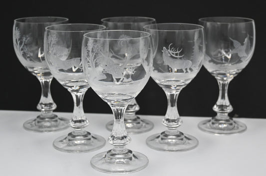 Unique Etched Crystal Wine Glasses