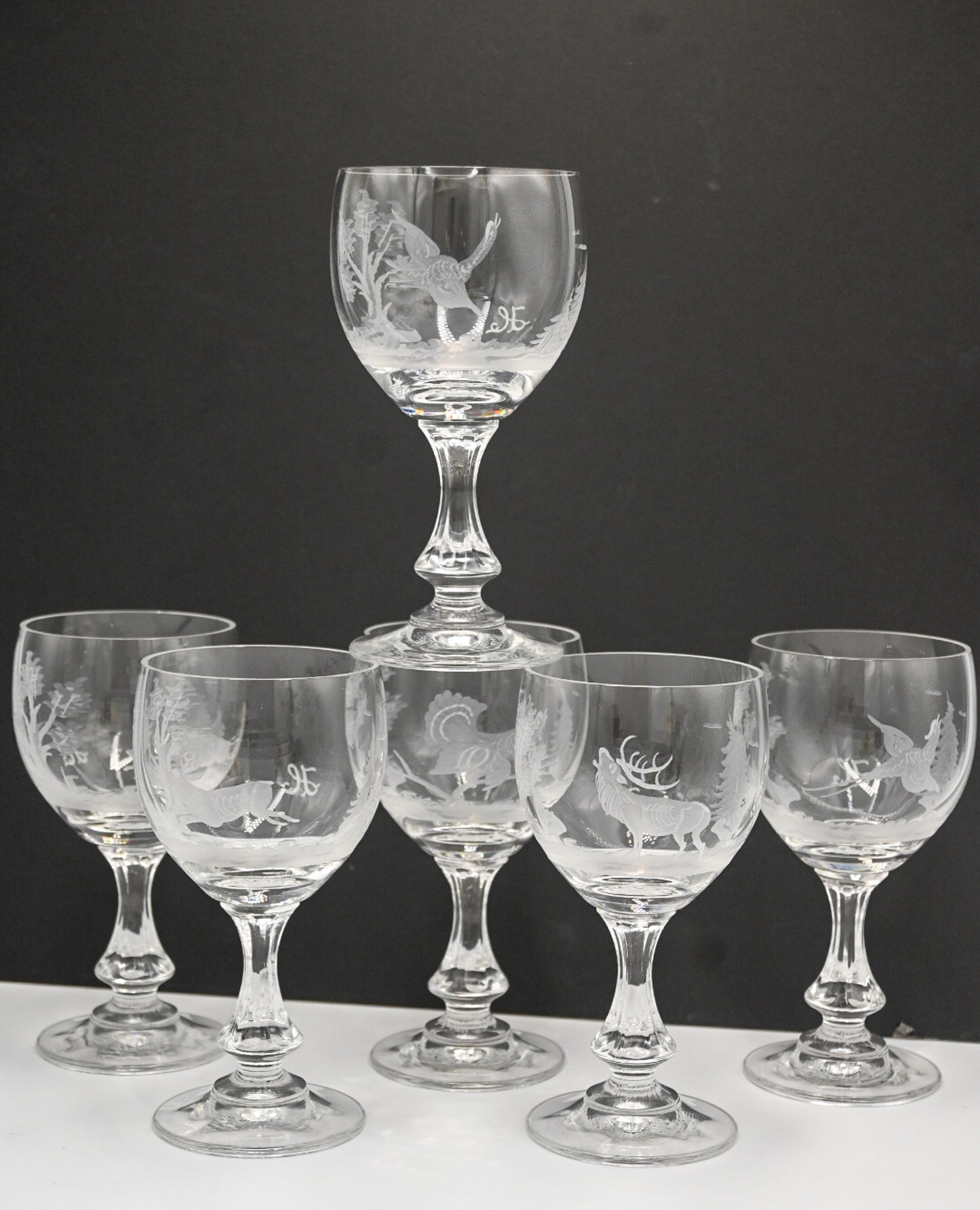 Unique Etched Crystal Wine Glasses