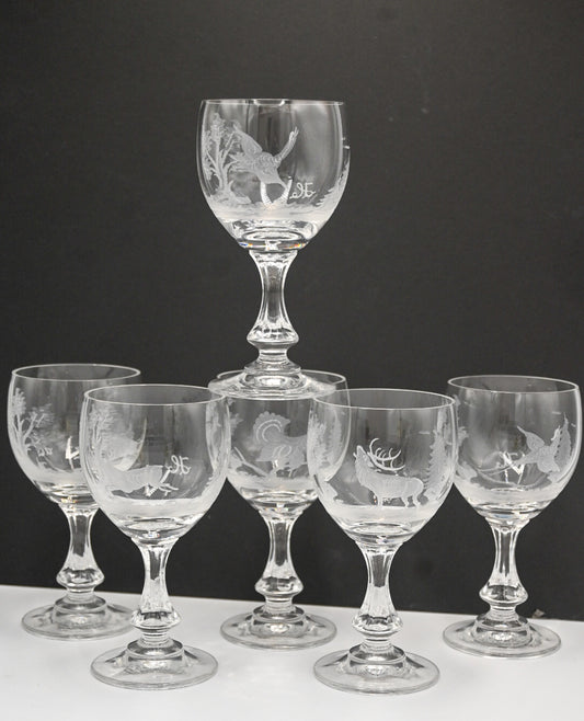 Unique Etched Crystal Wine Glasses