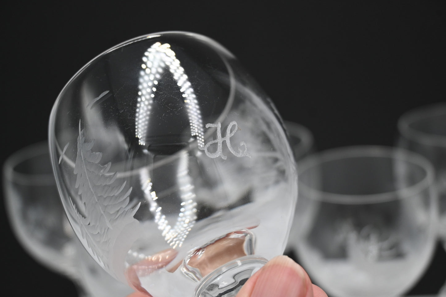 Unique Etched Crystal Wine Glasses