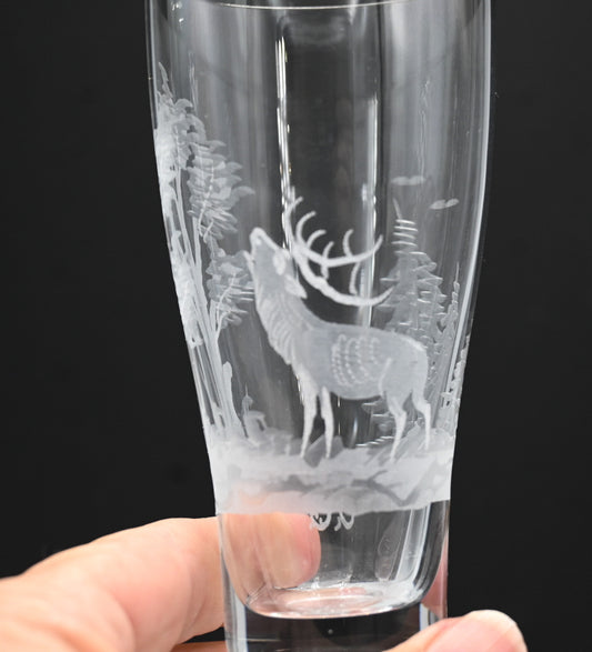 Unique Etched Crystal Champagne Flutes