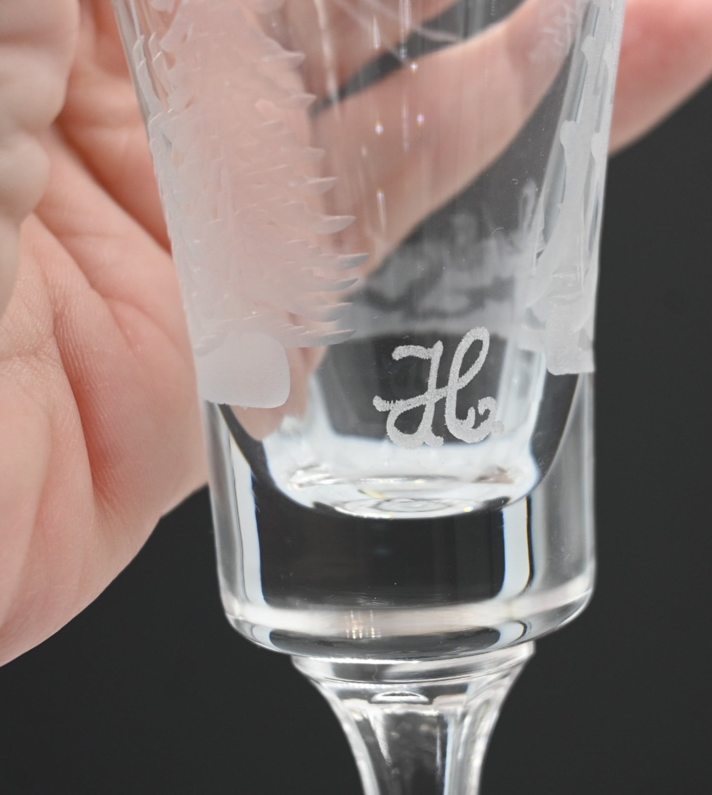Unique Etched Crystal Champagne Flutes