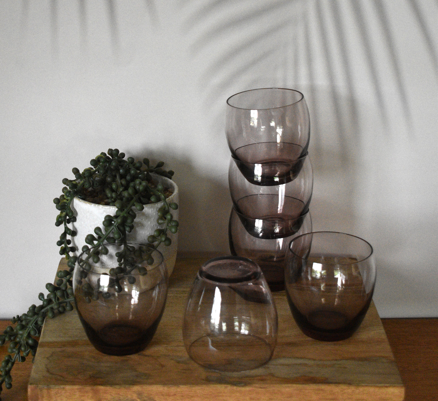 Purple Roly Poly, low ball tumbler. Set of 6