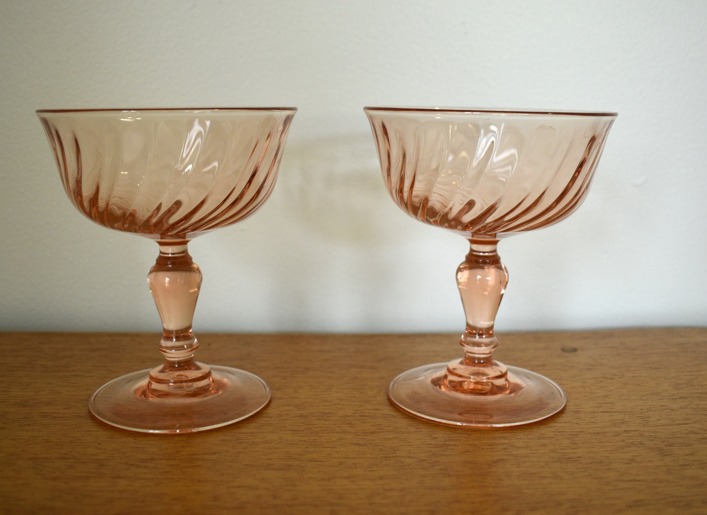 Vintage Pink Rosaline Champagne Coupes. Luminarc Blush Pink. Set of 2