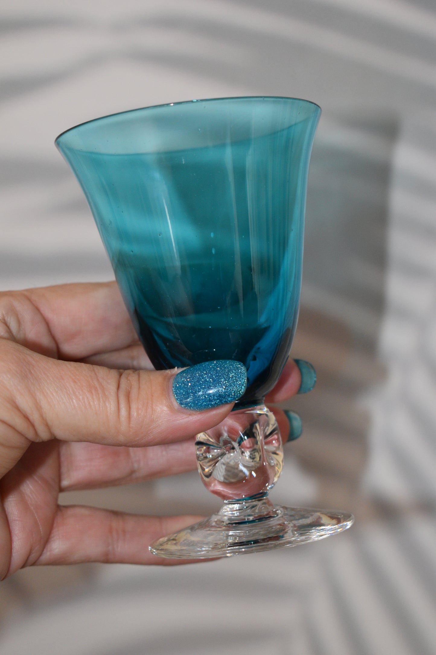 Vintage Swedish Blue Wine Glasses. Set of 4