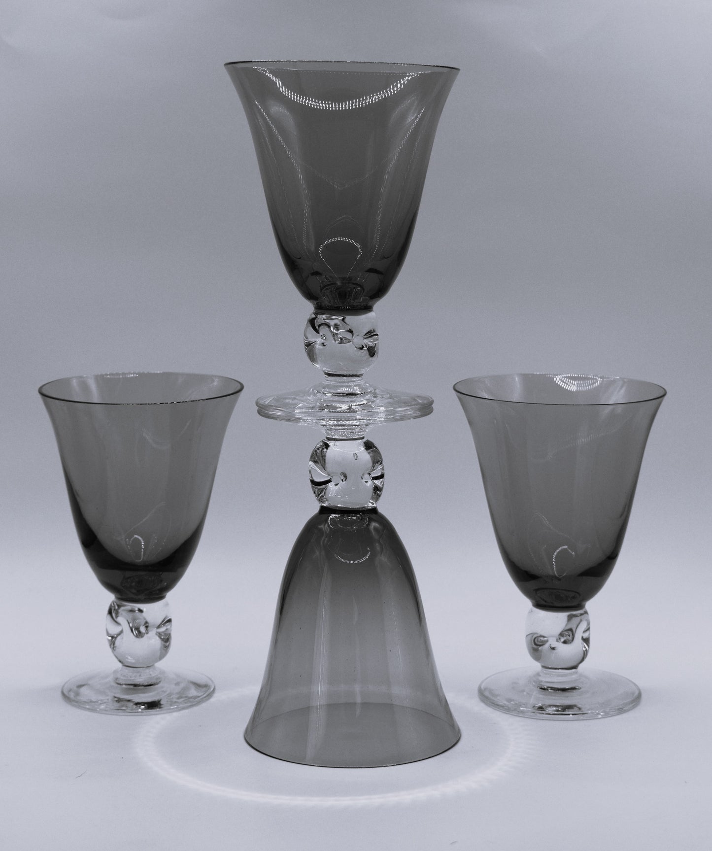 Vintage Swedish Blue Wine Glasses. Set of 4