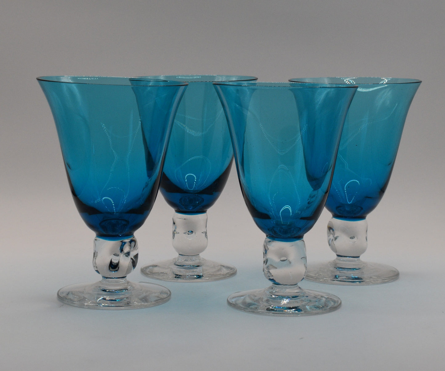 Vintage Swedish Blue Wine Glasses. Set of 4