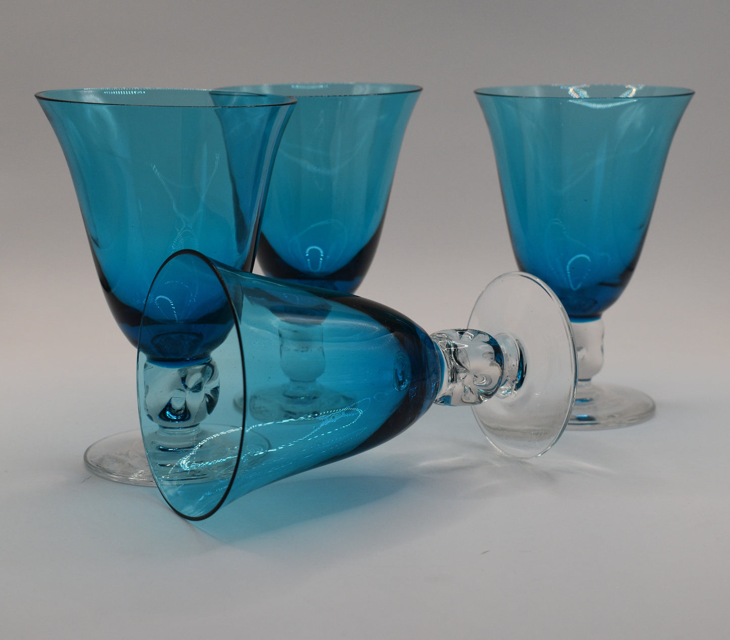 Vintage Swedish Blue Wine Glasses. Set of 4