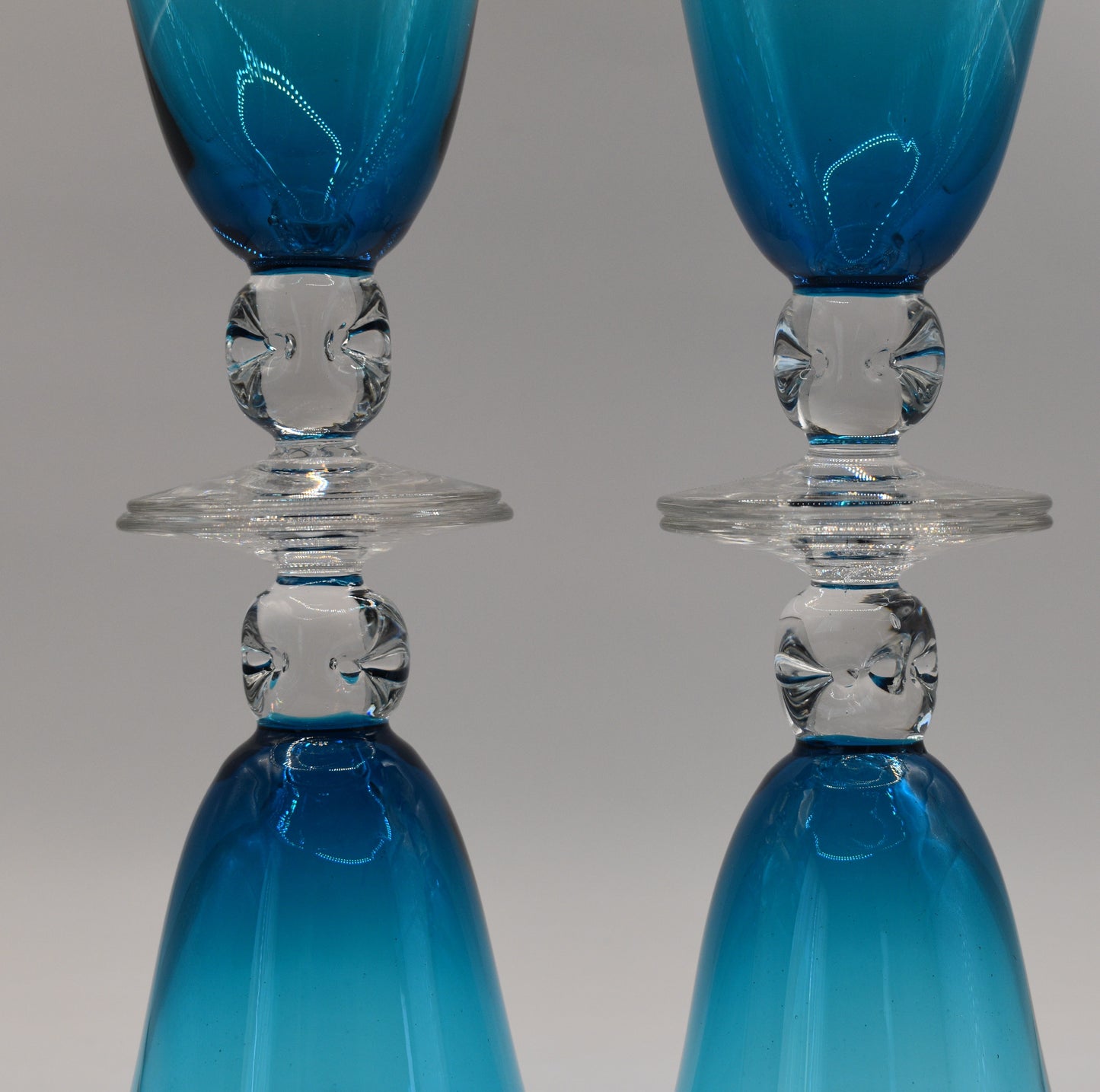 Vintage Swedish Blue Wine Glasses. Set of 4