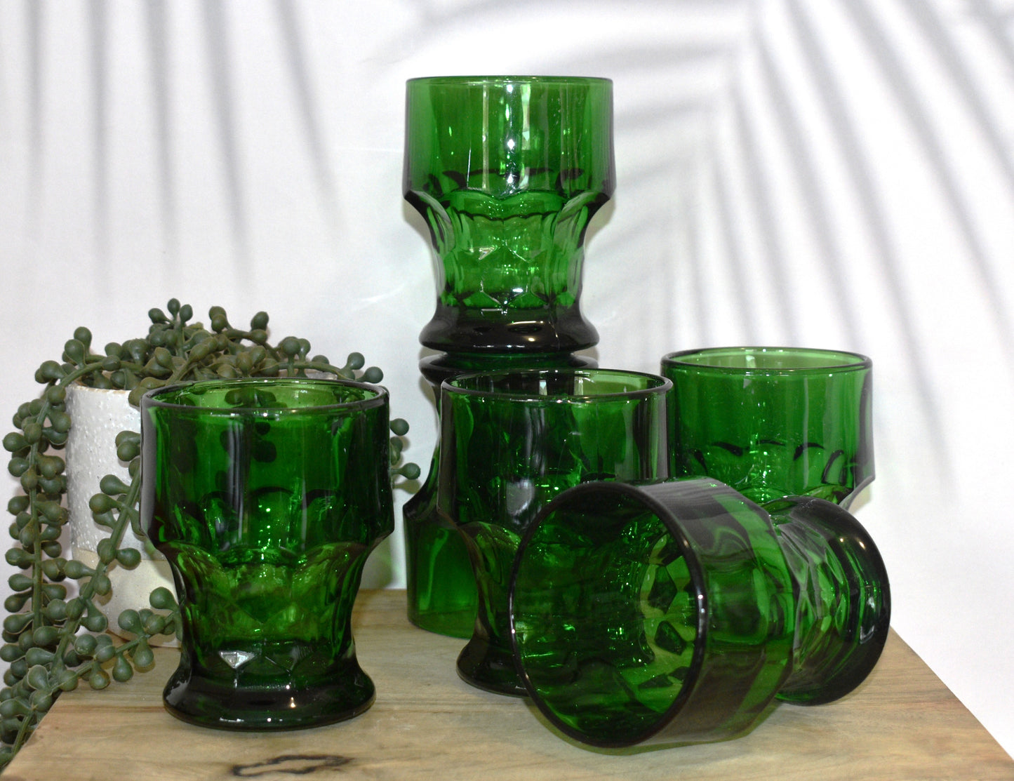 Vintage 70's - BORMIOLI - Italy - Provenzale - Emerald Green Tumblers