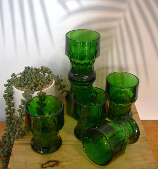 Vintage 70's - BORMIOLI - Italy - Provenzale - Emerald Green Tumblers