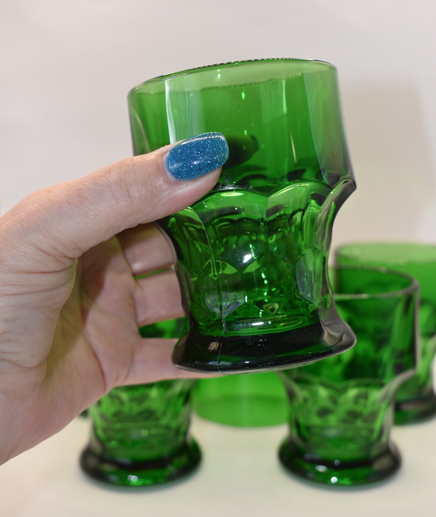 Vintage 70's - BORMIOLI - Italy - Provenzale - Emerald Green Tumblers