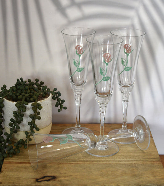 Crystal Champagne Flutes. Set of 4