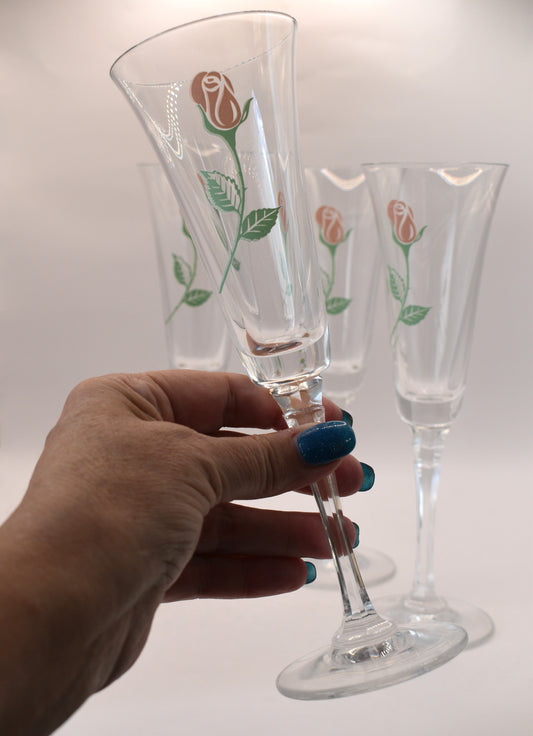 Crystal Champagne Flutes. Set of 4