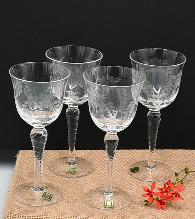 Vintage WMF Amalia wine glass with floral pattern