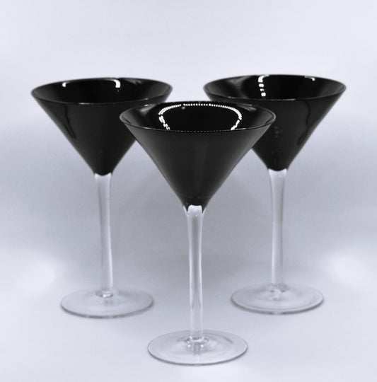 Set of 3 Midnight Amethyst Martini Glasses.
