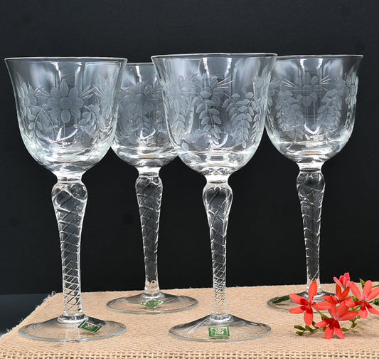 Vintage WMF Amalia wine glass with floral pattern