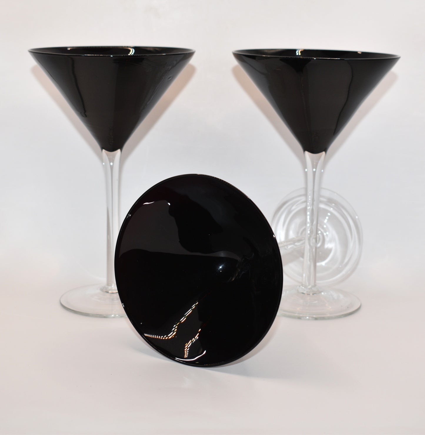 Set of 3 Midnight Amethyst Martini Glasses.