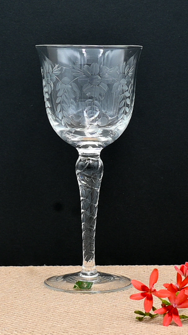 Vintage WMF Amalia wine glass with floral pattern