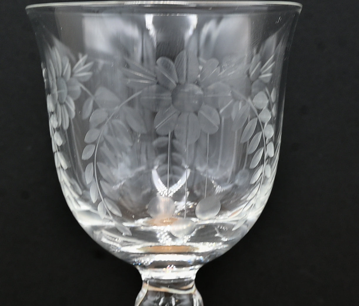 Vintage WMF Amalia wine glass with floral pattern
