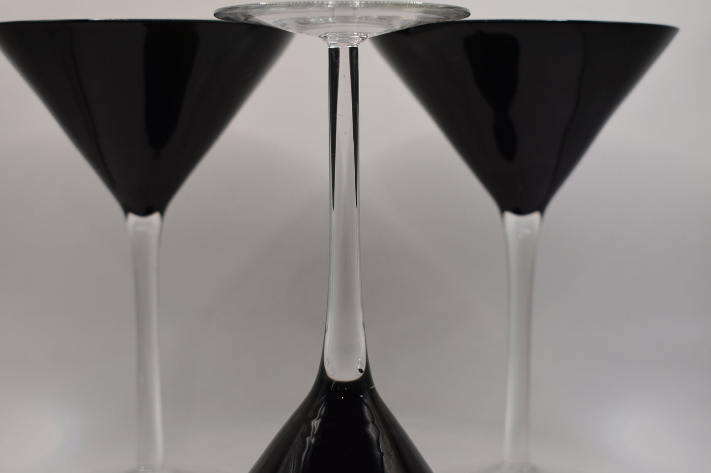 Set of 3 Midnight Amethyst Martini Glasses.