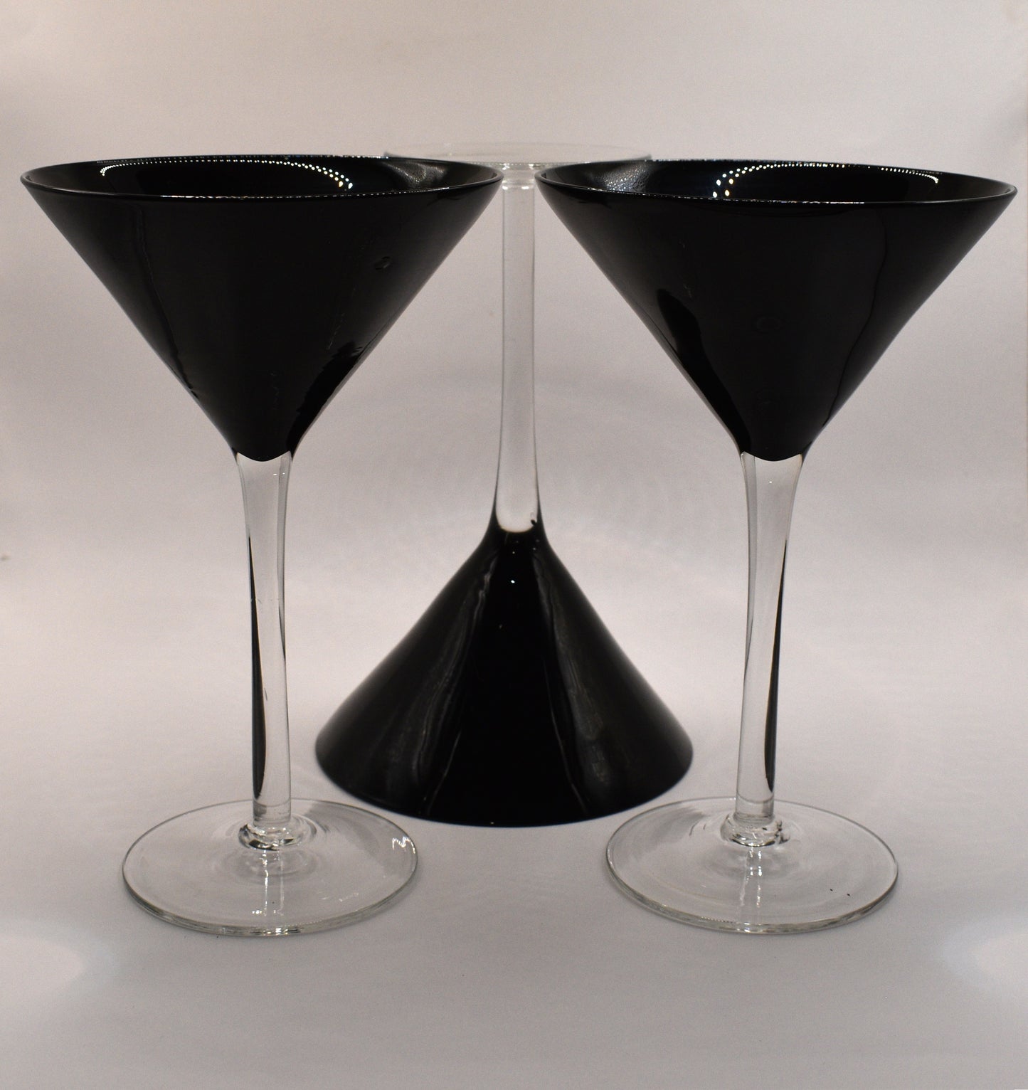 Set of 3 Midnight Amethyst Martini Glasses.