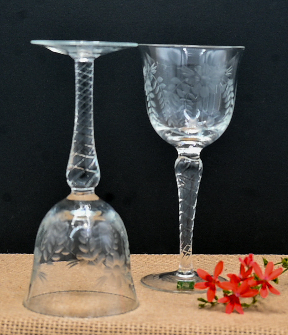 Vintage WMF Amalia wine glass with floral pattern