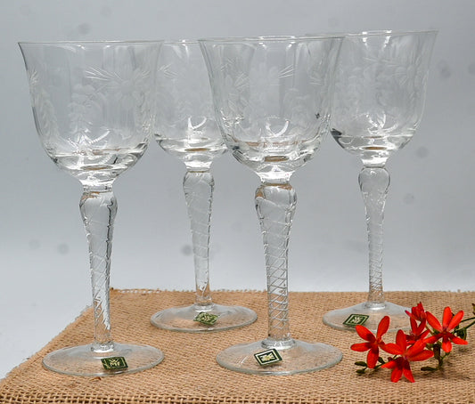 Vintage WMF Amalia wine glass with floral pattern