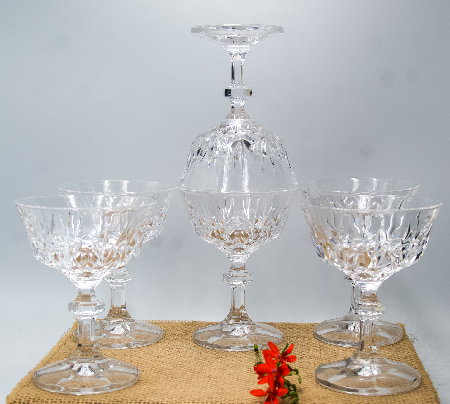 Royal Crystal Rock champagne coupes/cocktail glasses