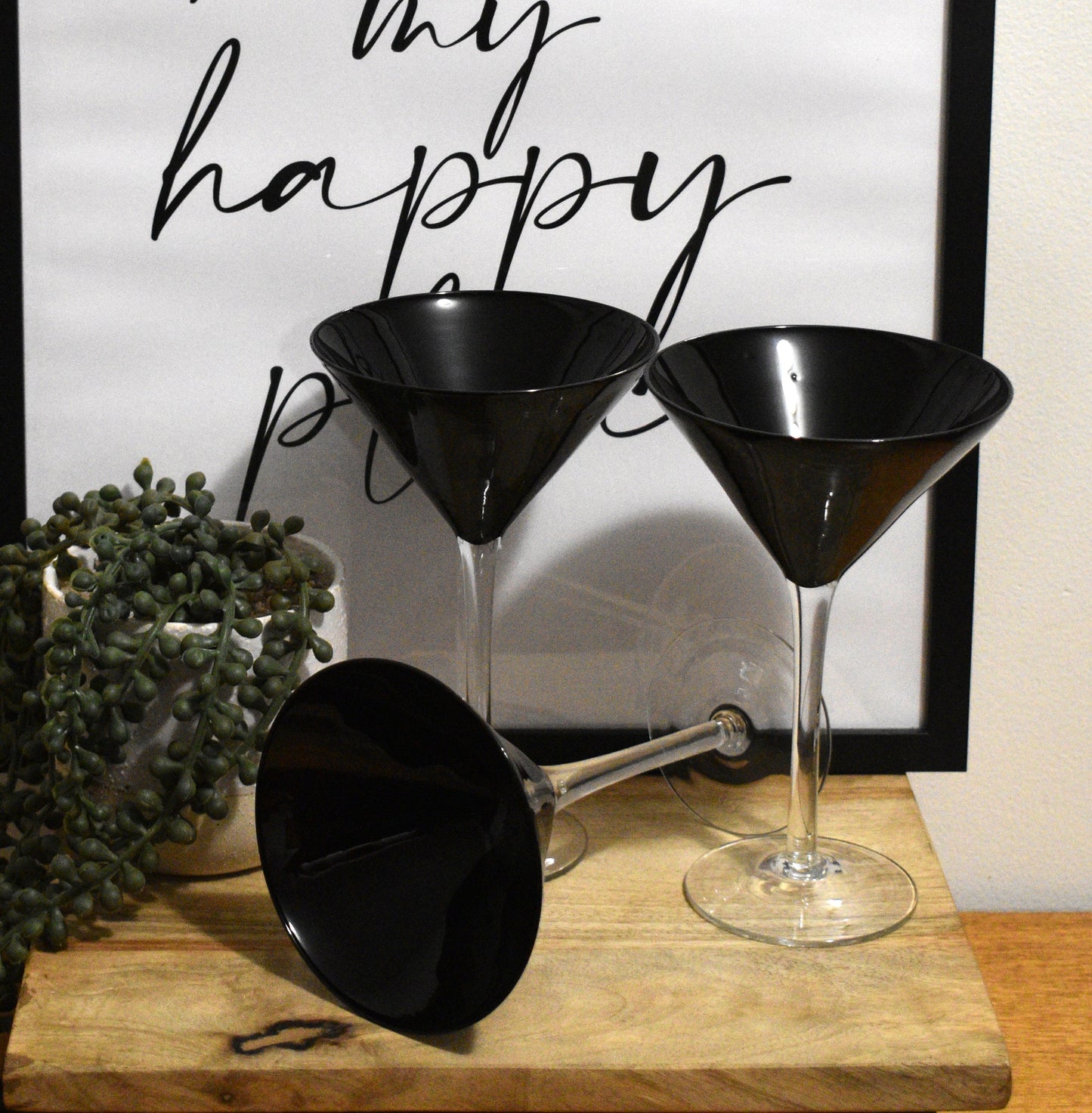 Set of 3 Midnight Amethyst Martini Glasses.