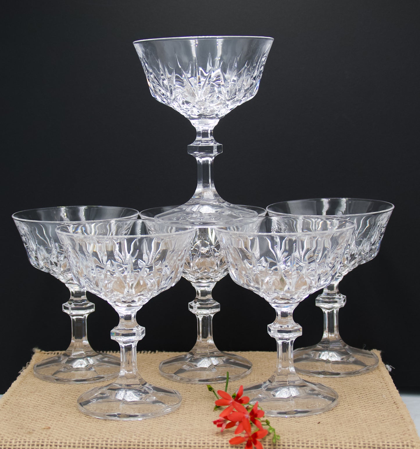 Royal Crystal Rock champagne coupes/cocktail glasses