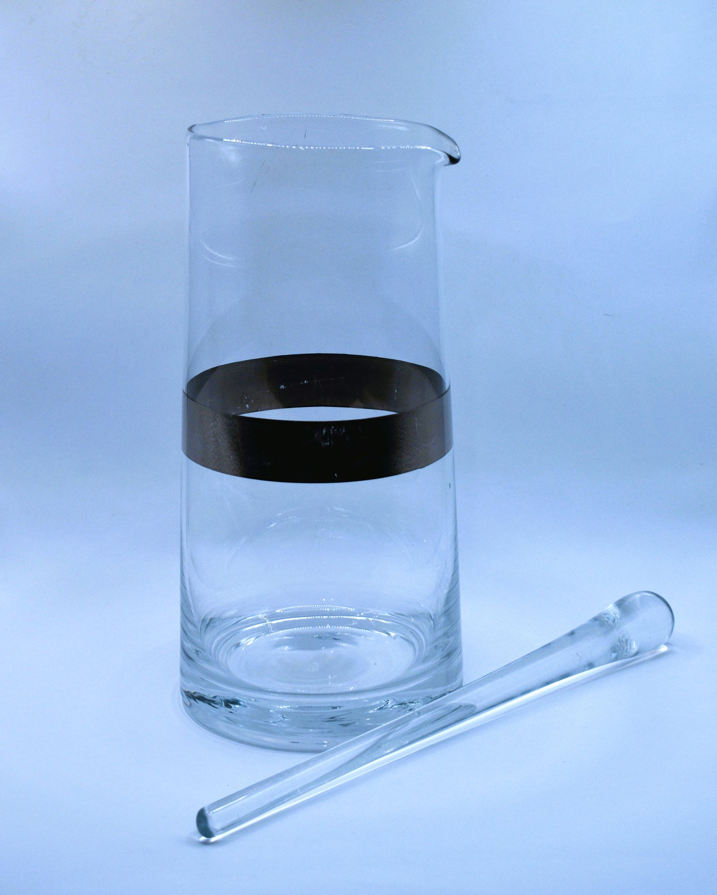 Vintage/Retro Cocktail Mixer and Pitcher with Platinum Band