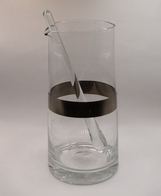 Vintage/Retro Cocktail Mixer and Pitcher with Platinum Band