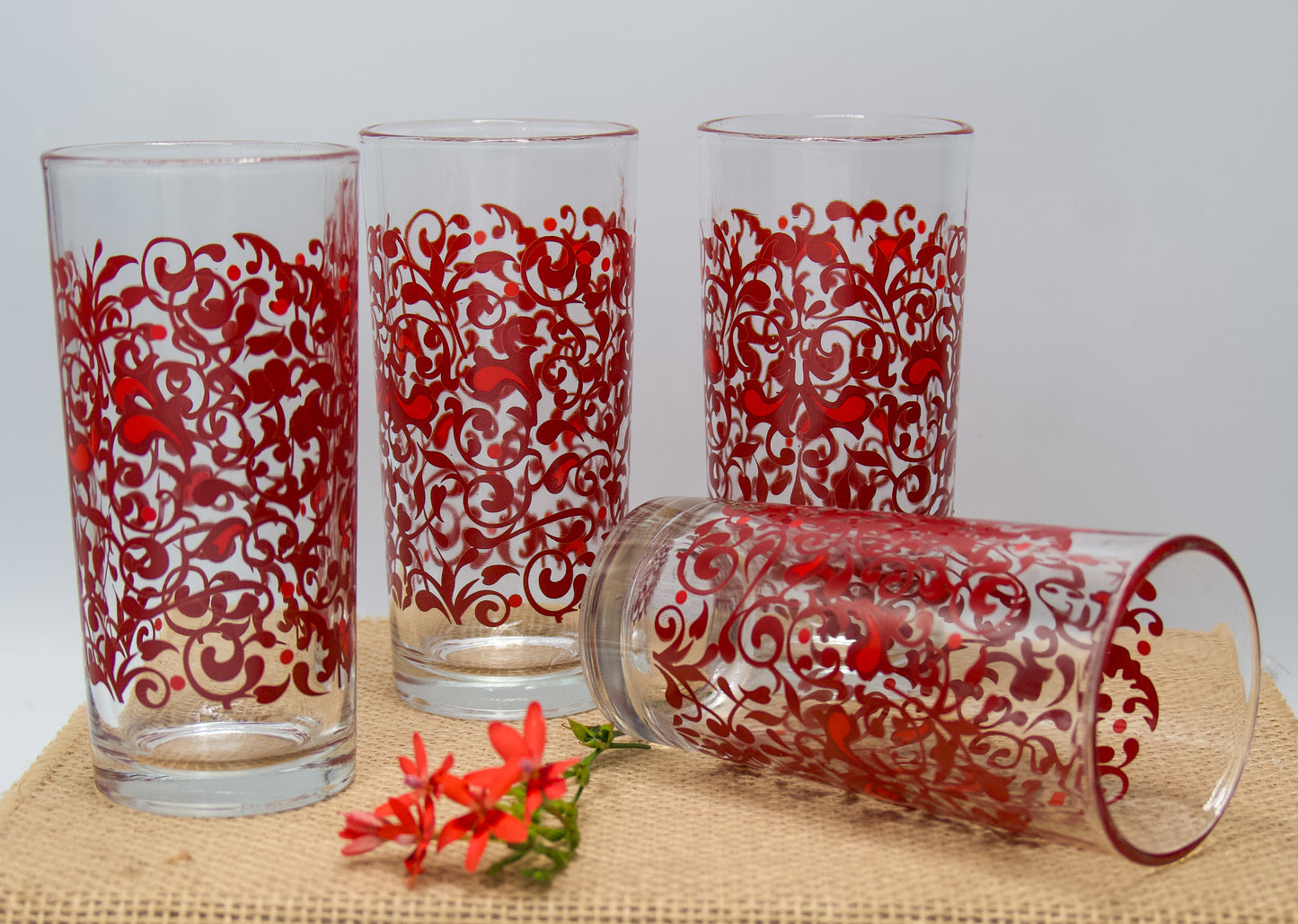 Vintage Red Swirl Tumblers