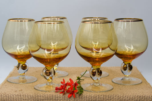 Amber Cognac Glasses Jozef Stanik Art Deco