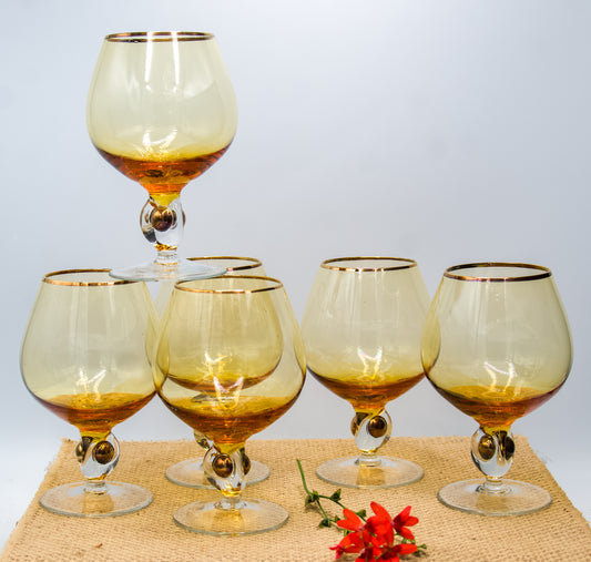 Amber Cognac Glasses Jozef Stanik Art Deco