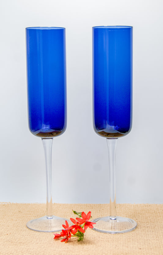 Cobalt Blue Champagne Flutes