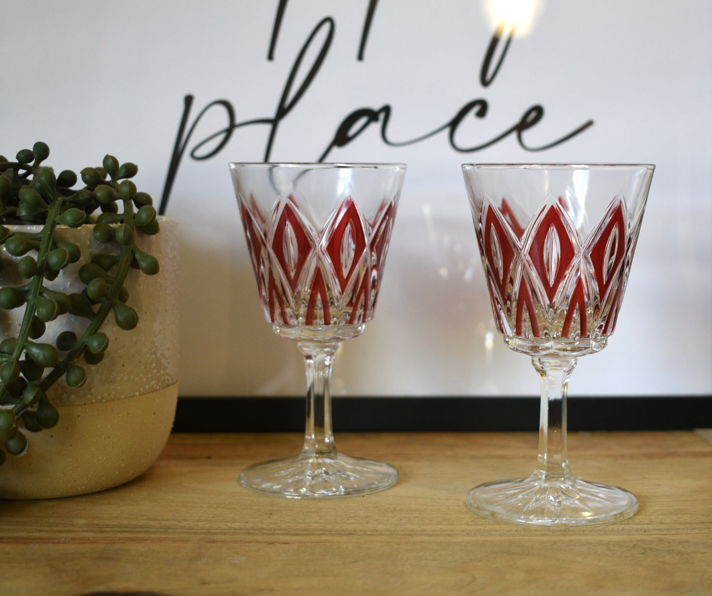 Vintage VMC Reims French Port/Liqueur glasses. 1950's. Set of 2