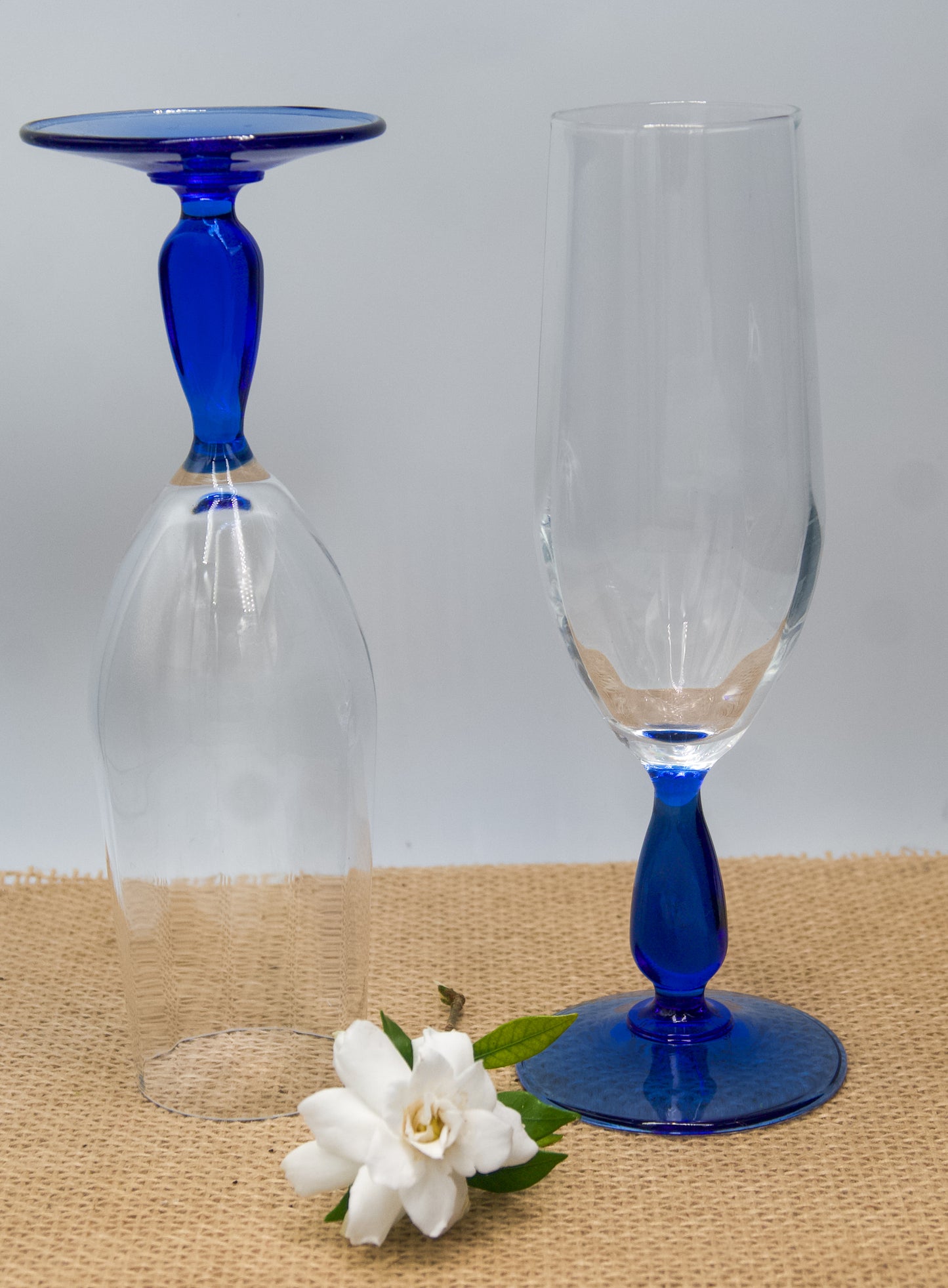 Blue stemmed Champagne Flutes