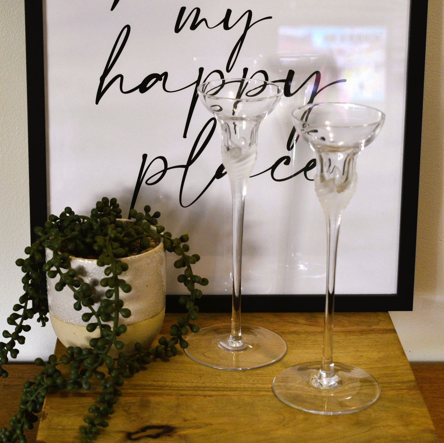 Vintage Sasaki Crystal candlestick holders. Set of 2