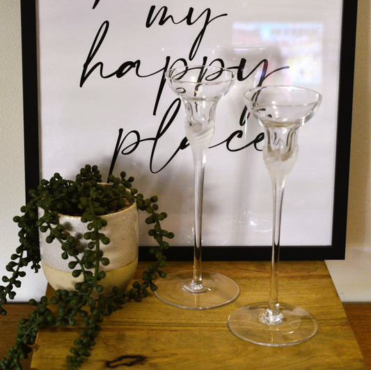 Vintage Sasaki Crystal candlestick holders. Set of 2